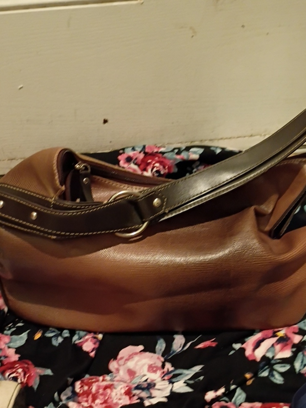 Classic Brown Shoulder Bag with Dark Brown Strap